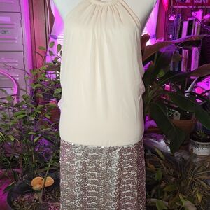 Jessica Simpson Champagne Satin And Sequin Dress